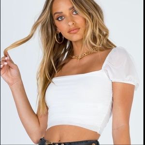 Princess Polly Mesh Sleeve Crop Top (Size 0)